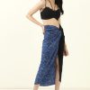 Western-Wear Urban Suburban | Blue & Black Half & Half Midi Skirt With Slit