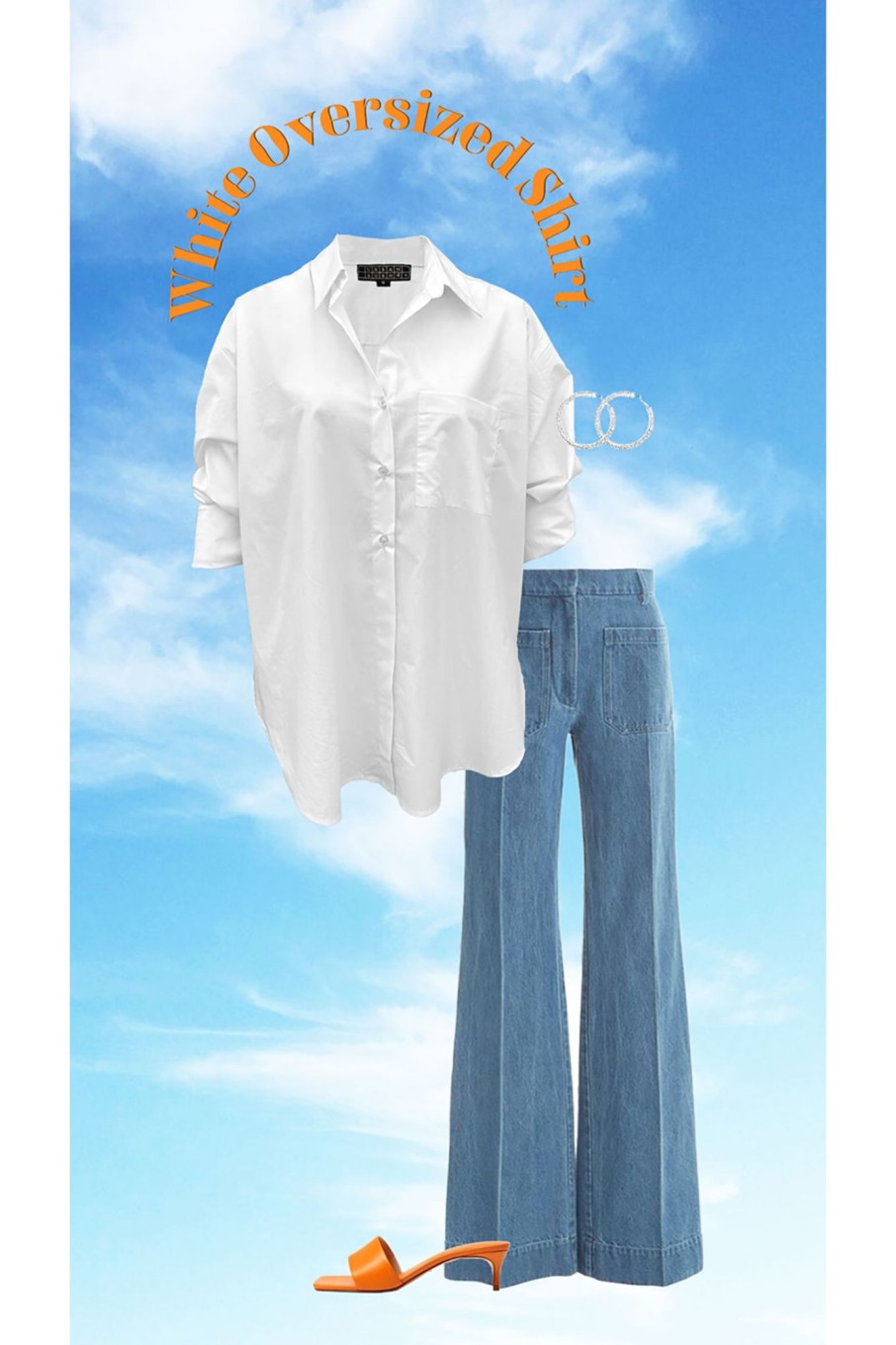 Western-Wear Urban Suburban | White Oversized Shirt With Reverse Cuff