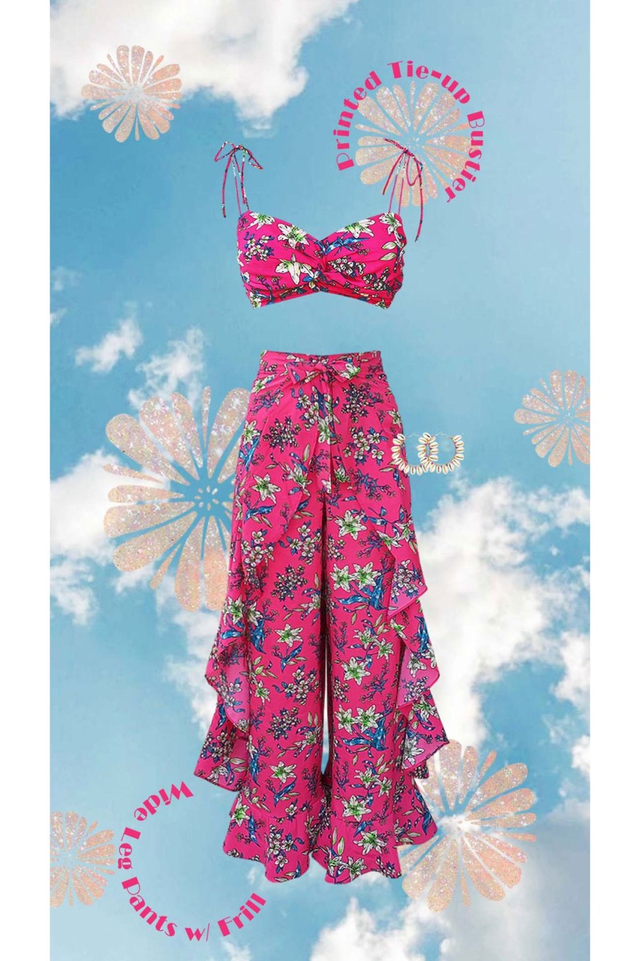 Fashion-Wear Urban Suburban | Pink Floral Wraparound Pants Set