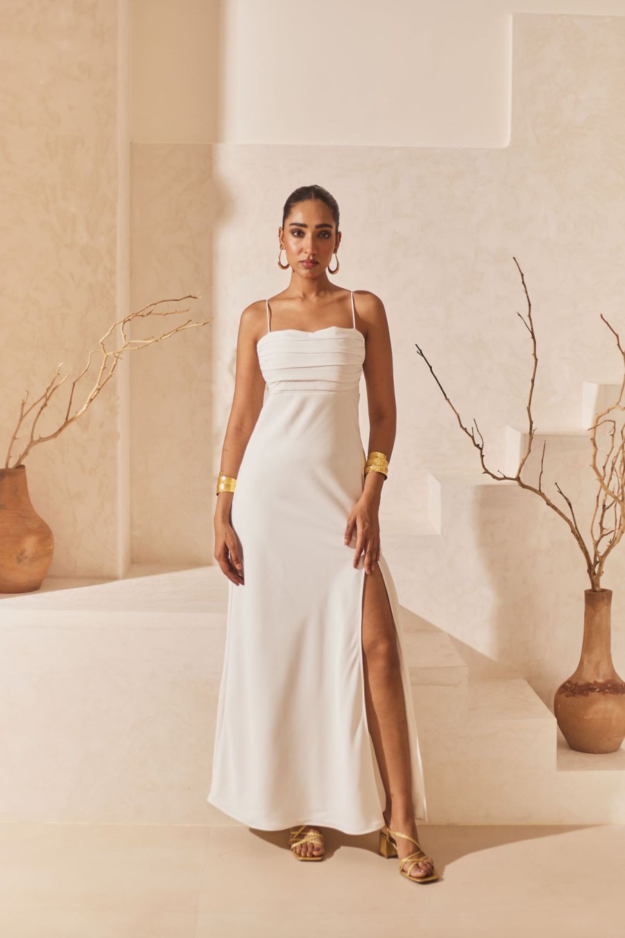 Western-Wear Urban Suburban | White Twill Maxi Dress