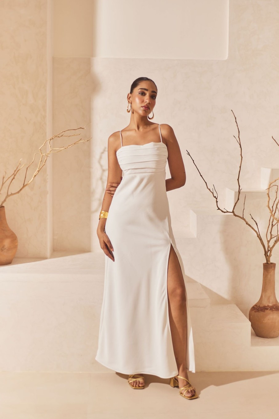 Western-Wear Urban Suburban | White Twill Maxi Dress