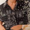 Western-Wear Urban Suburban | Black Boho Print Oversized Shirt