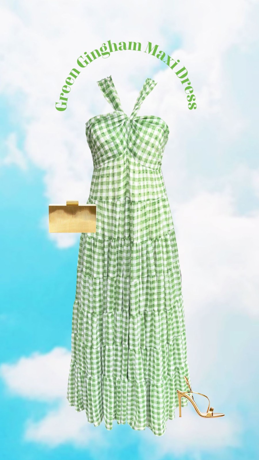 Fashion-Wear Urban Suburban | Green Gingham Tiered Maxi Dress