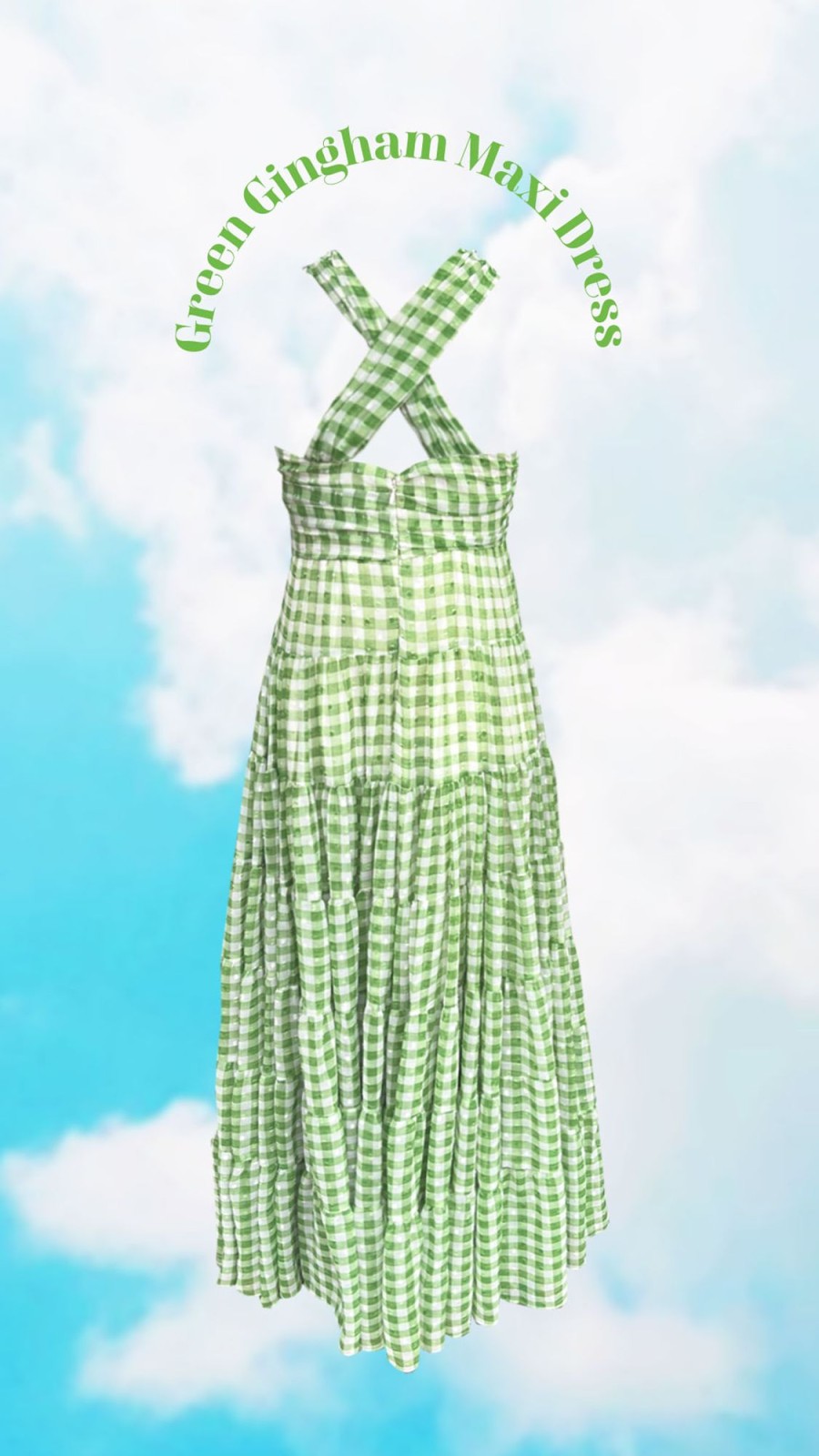 Fashion-Wear Urban Suburban | Green Gingham Tiered Maxi Dress