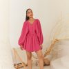 Western-Wear Urban Suburban | Dark Pink Linen Oversized Dress