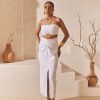 Western-Wear Urban Suburban | White Linen Skirt Set