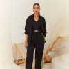 Western-Wear Urban Suburban | Black Linen Oversized Shirt & Pants Set