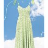 Western-Wear Urban Suburban | Neon Green Polka Dot Midi Dress