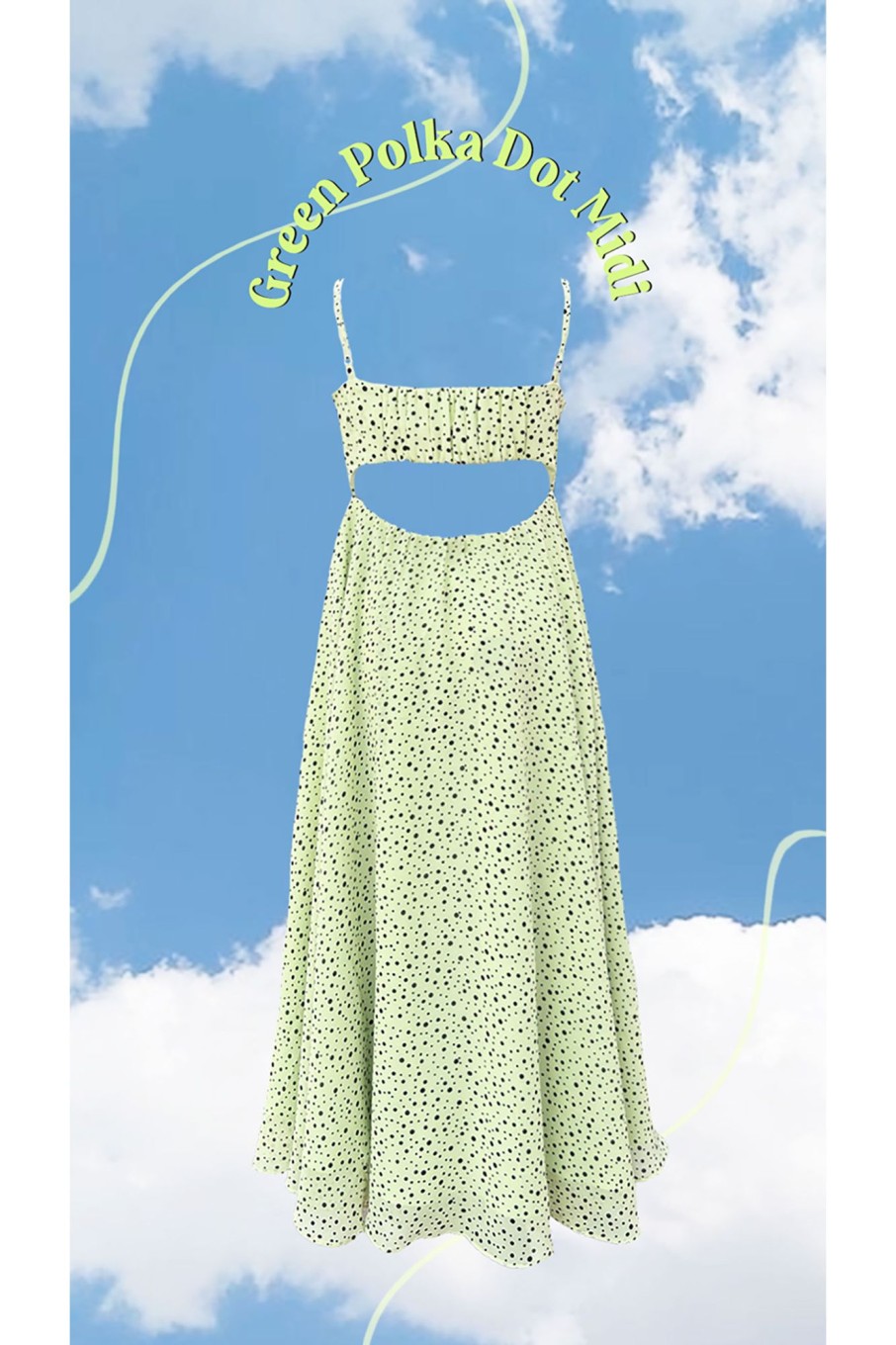 Western-Wear Urban Suburban | Neon Green Polka Dot Midi Dress