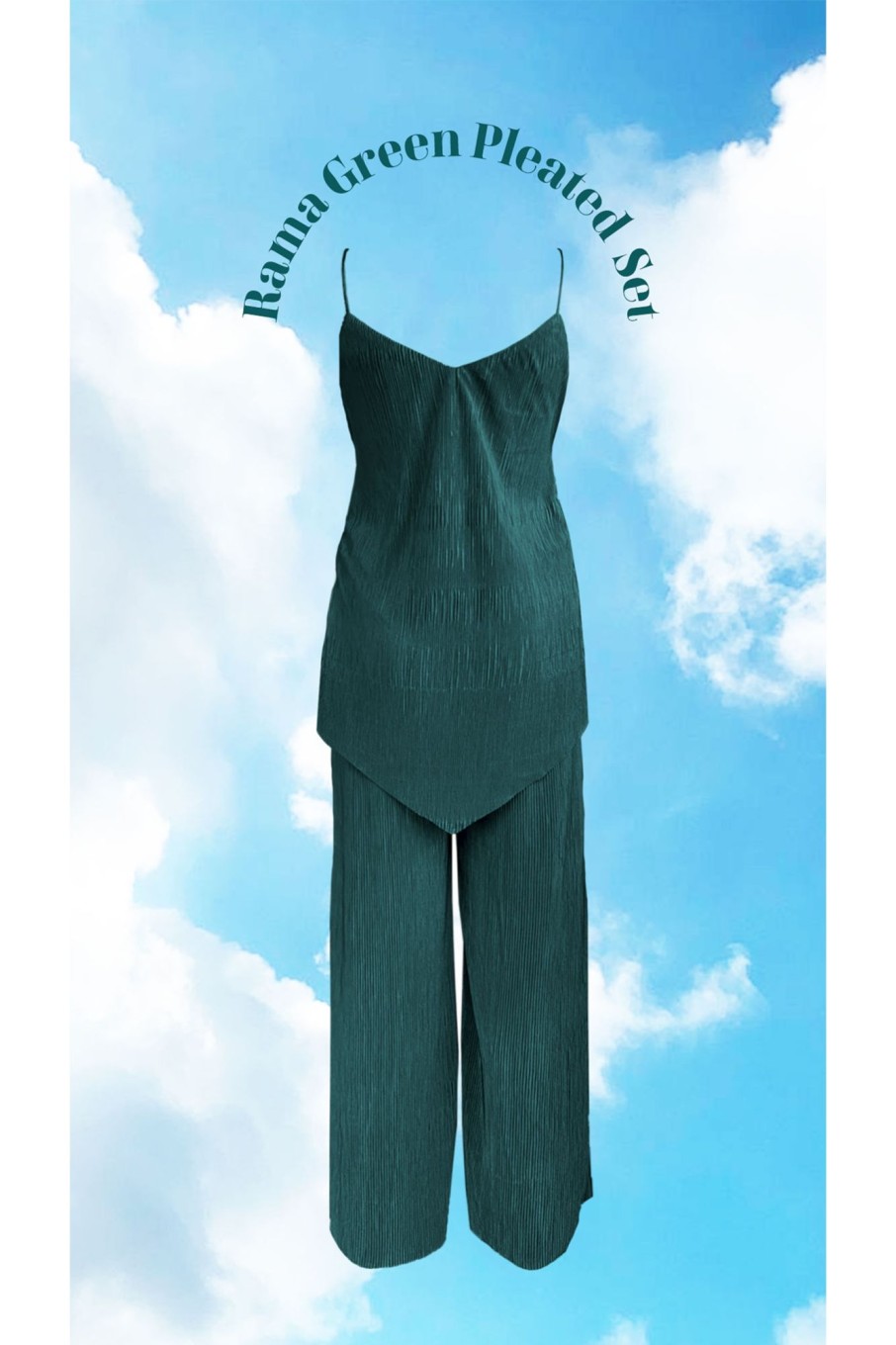 Western-Wear Urban Suburban | Rama Green Pleated Top & Pants Set