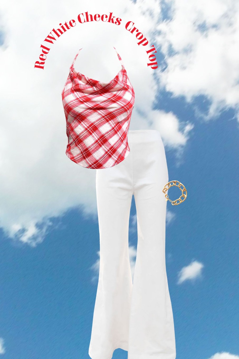 Western-Wear Urban Suburban | Red & White Checkered Cowl Neck Top