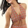 Western-Wear Urban Suburban | Orange Printed Halter Neck Top