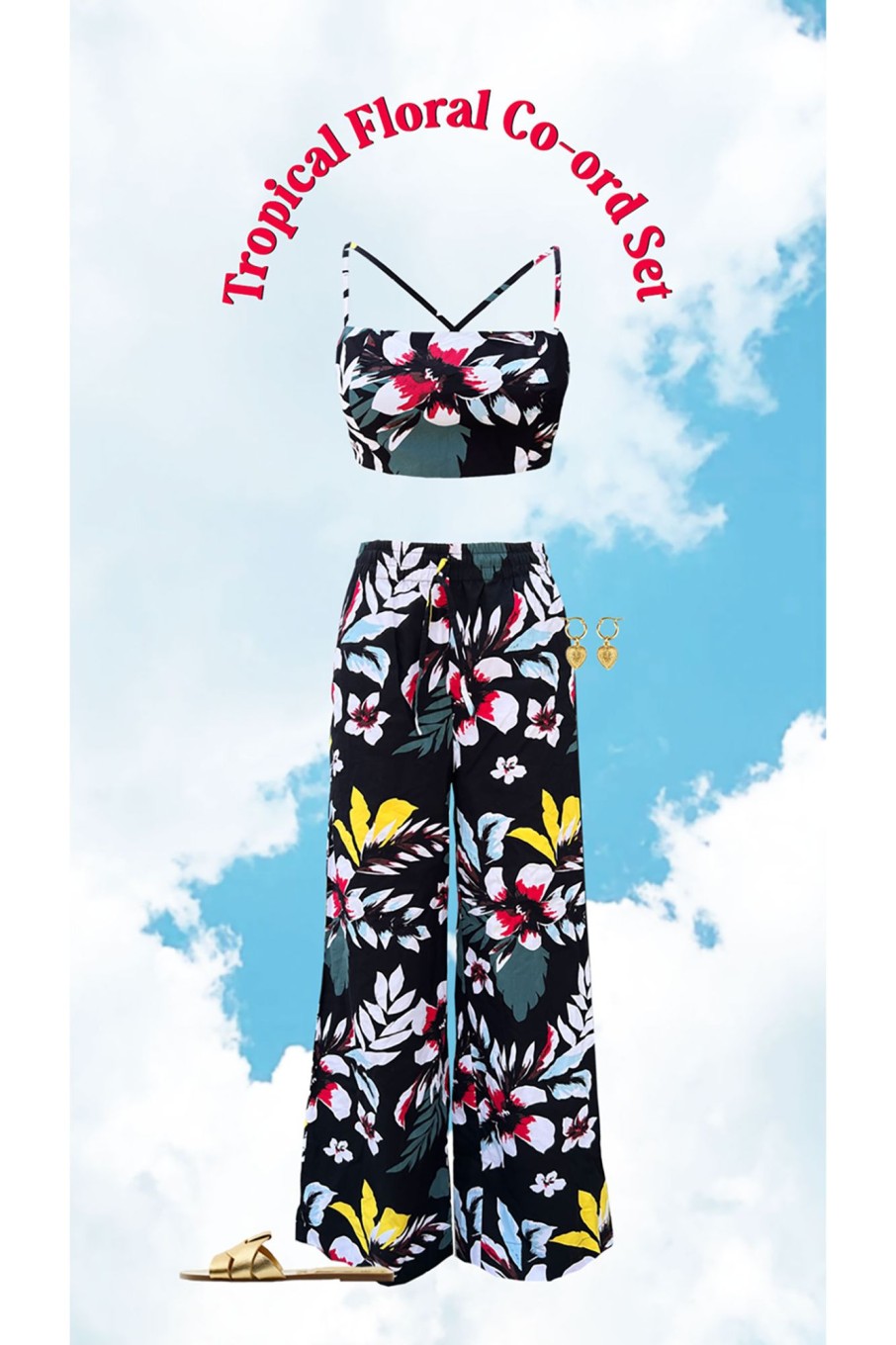 Western-Wear Urban Suburban | Tropical Floral Printed Co-Ord Set