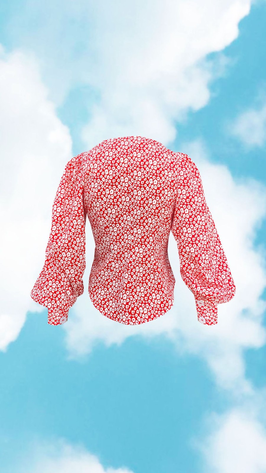 Western-Wear Urban Suburban | Red & White Floral Full Sleeves Top