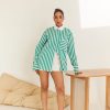 Western-Wear Urban Suburban | Green Striped Oversized Shirt In Poplin