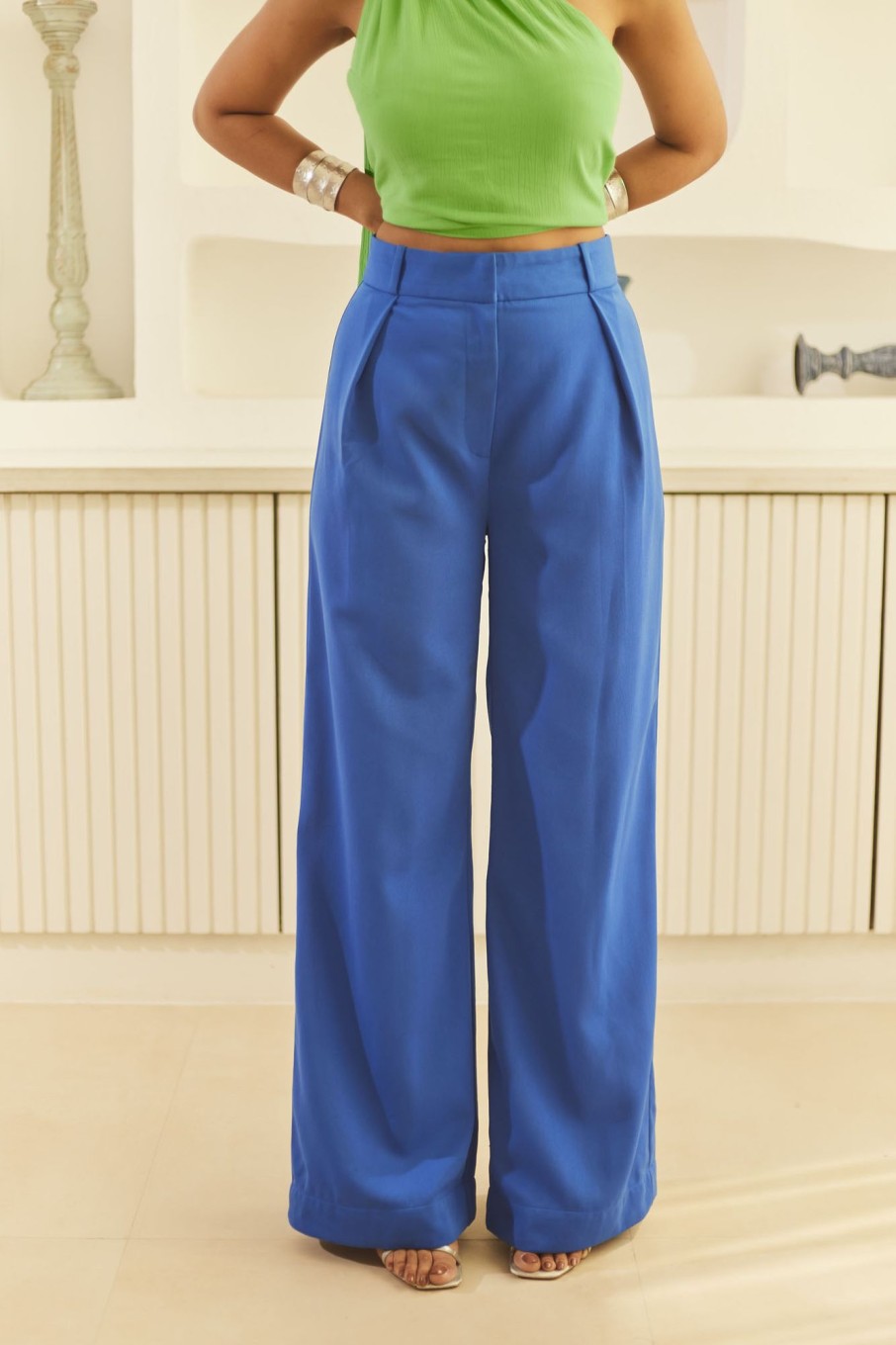 Western-Wear Urban Suburban | Blue Wide Leg Trousers