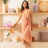 Western-Wear Urban Suburban | Peach Wrap Dress