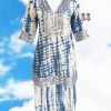 Fashion-Wear Urban Suburban | Blue Cotton Tie & Dye Kurta Set With Silver Gota Detail