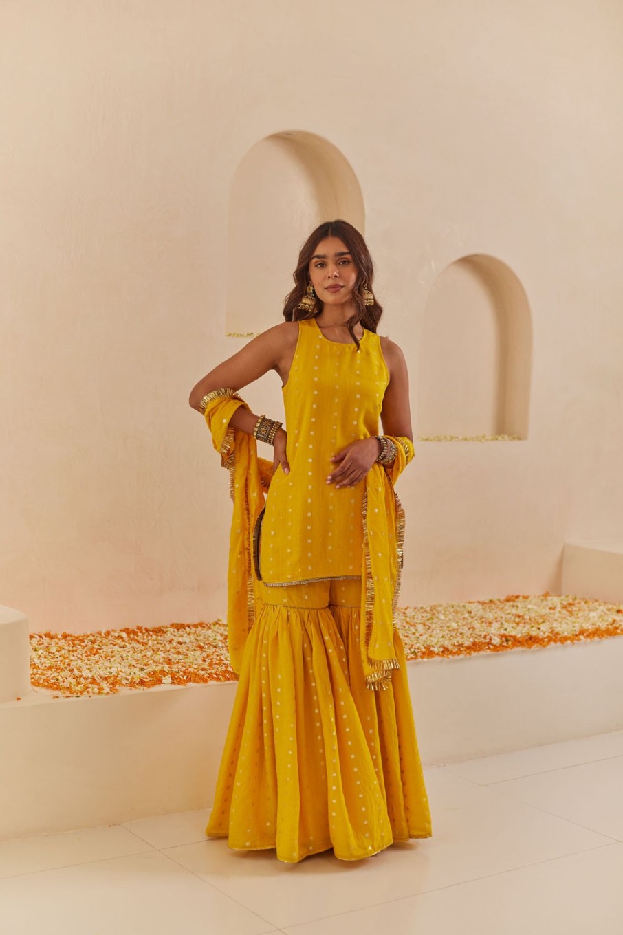 Fashion-Wear Urban Suburban | Yellow Gharara Set With Dupatta