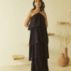 Western-Wear Urban Suburban | Black Shimmer Party Maxi Dress