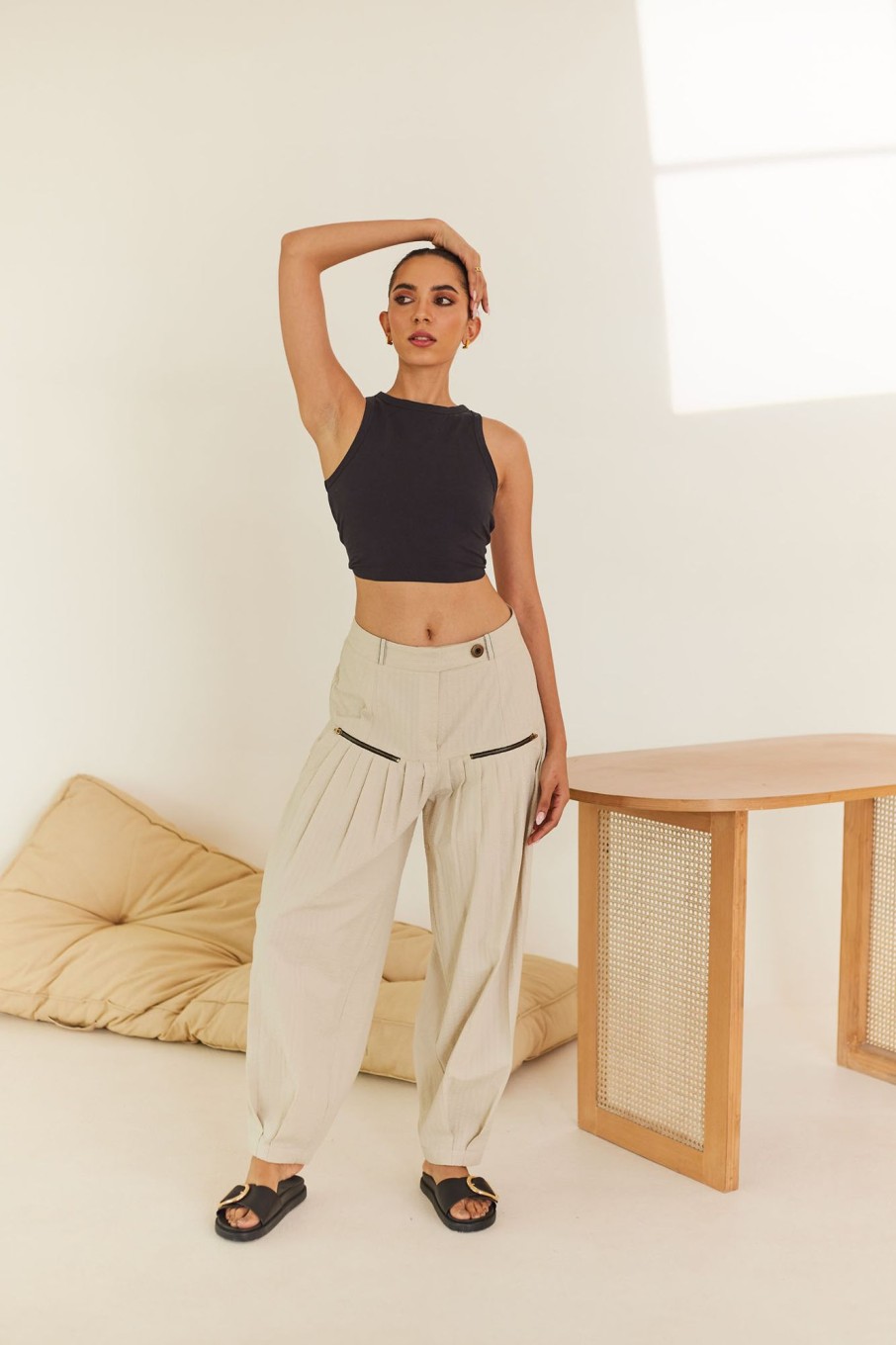 Western-Wear Urban Suburban | Black Knit Tank Top & Patiala Pants Set