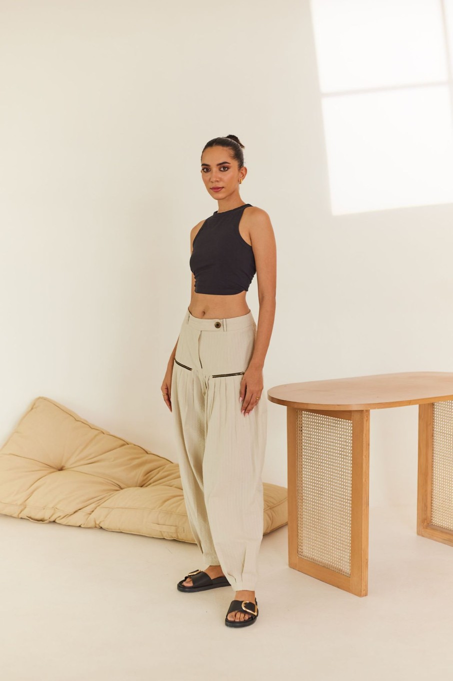 Western-Wear Urban Suburban | Black Knit Tank Top & Patiala Pants Set