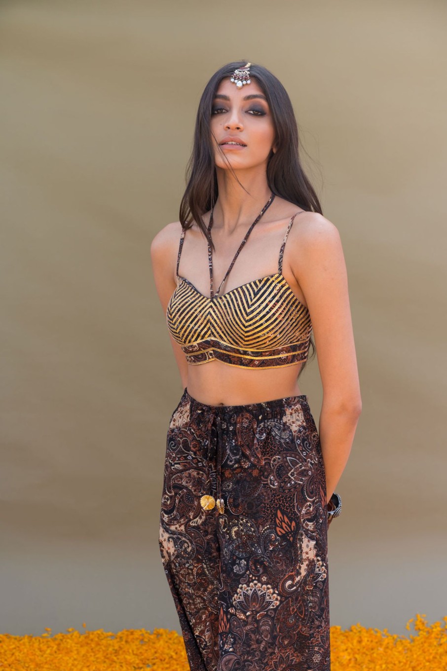 Fashion-Wear Urban Suburban | Brown Paisley Gota Bralette