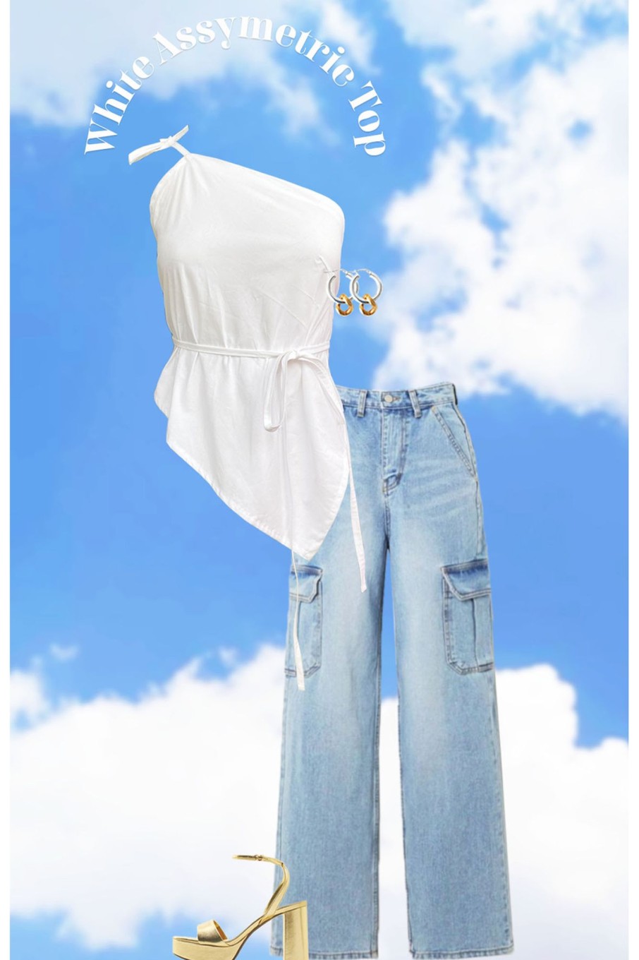 Western-Wear Urban Suburban | White Poplin Asymmetric Top