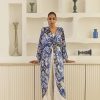 Western-Wear Urban Suburban | Blue Printed Kaftan & Pant Set