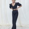 Western-Wear Urban Suburban | Black Textured Top And Pant Set