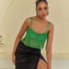 Fashion-Wear Urban Suburban | Green Studded Crop Top