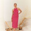 Western-Wear Urban Suburban | Pink Backless Midi Dress