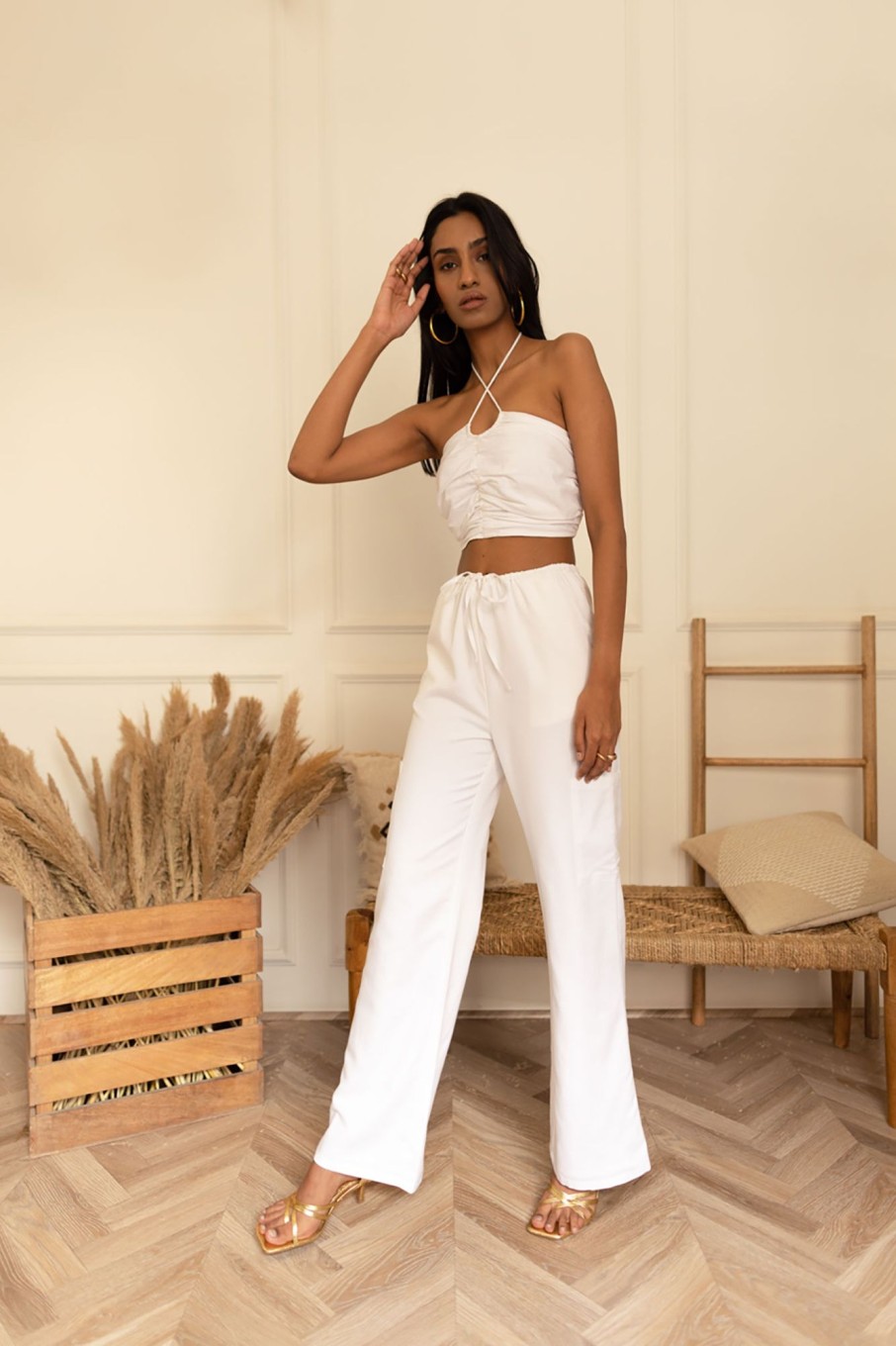 Western-Wear Urban Suburban | White Linen Cargo Pants