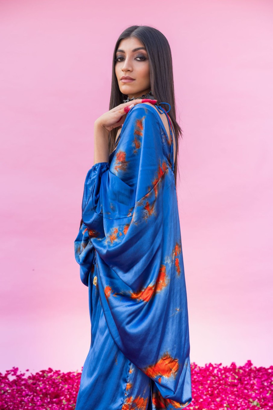 Fashion-Wear Urban Suburban | Blue & Red Tie&Dye Cape Set