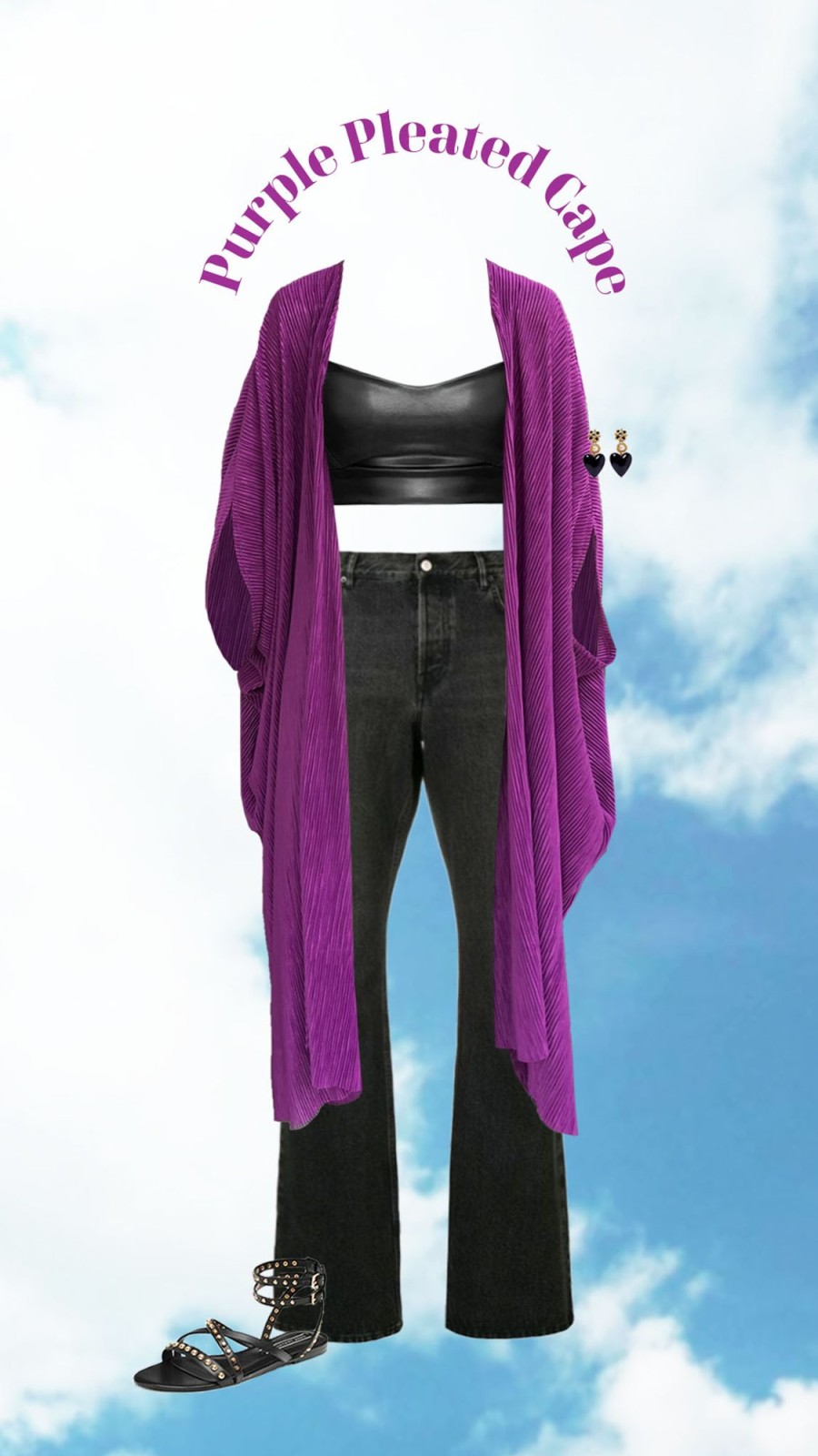 Fashion-Wear Urban Suburban | Purple Pleated Cape