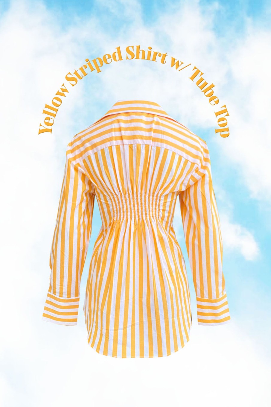 Western-Wear Urban Suburban | Yellow Striped Oversized Shirt With Tube Top