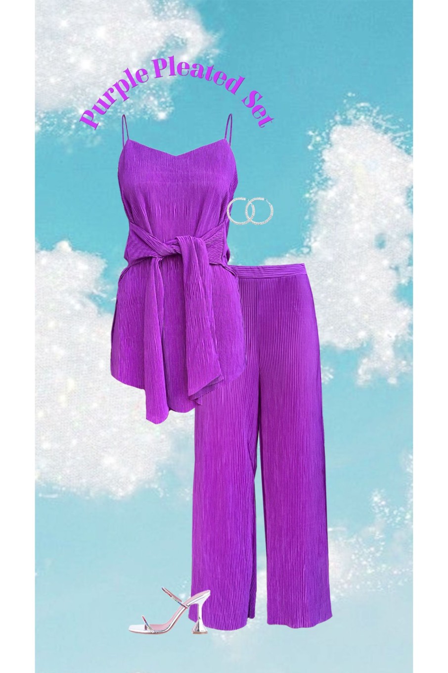 Western-Wear Urban Suburban | Purple Pleated Top & Pants Set