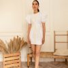 Western-Wear Urban Suburban | White Short Dress With Retract Lace