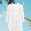 Western-Wear Urban Suburban | White Tiered Dress With Full Sleeves