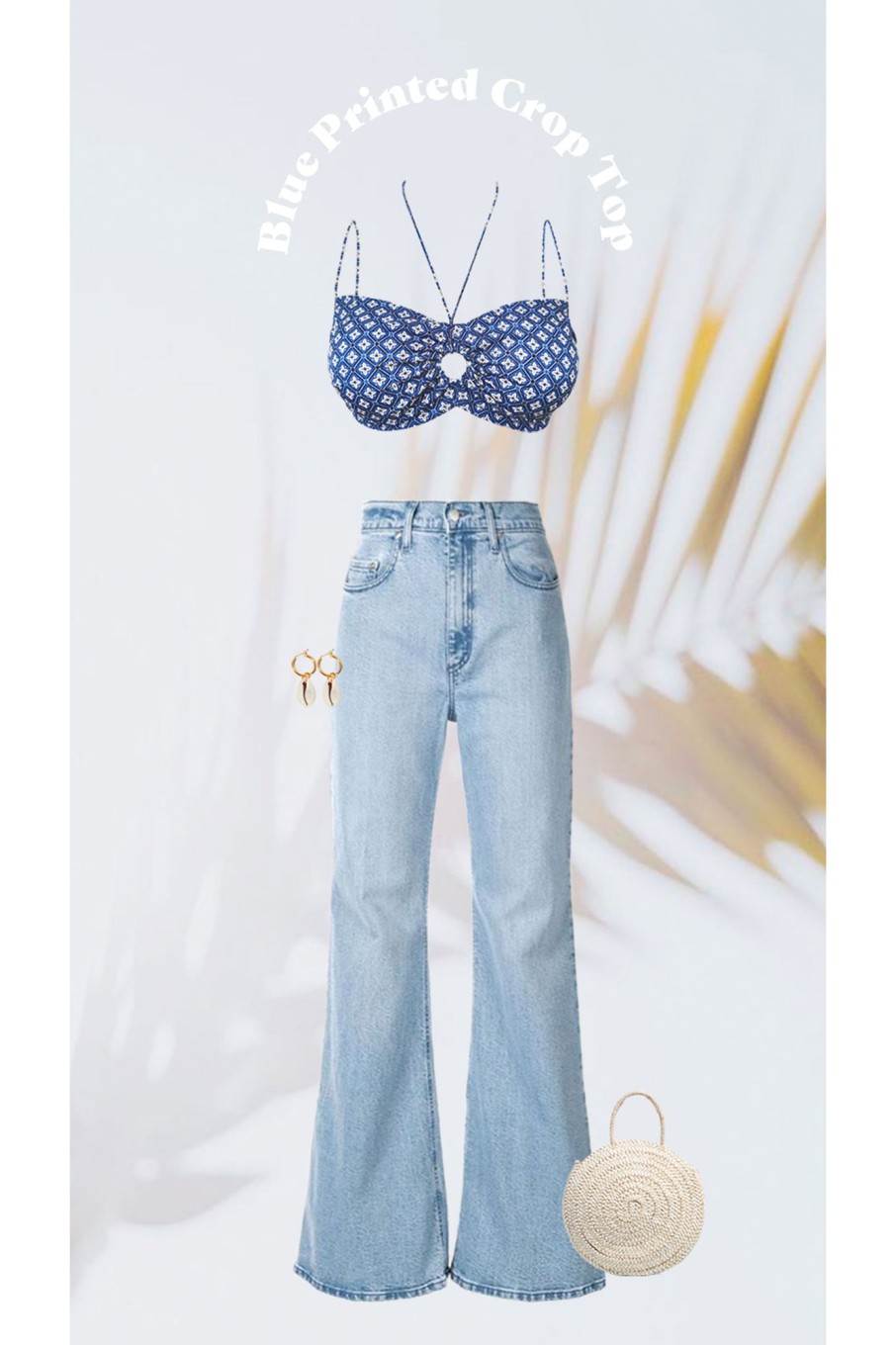 Western-Wear Urban Suburban | Blue Printed Crop Top