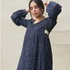 Western-Wear Urban Suburban | Blue And White Polka Dot Pleated Dress