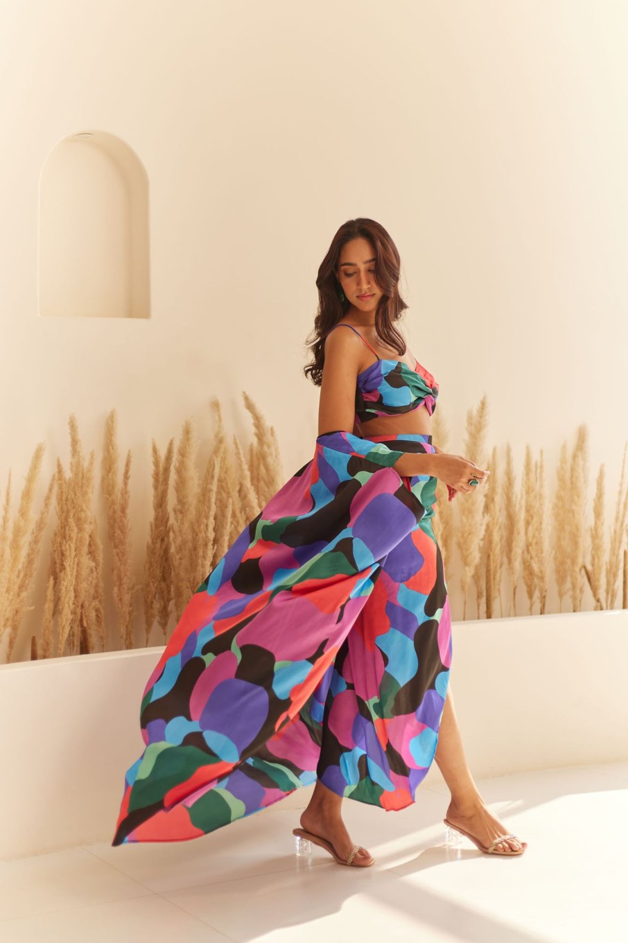 Fashion-Wear Urban Suburban | Multicolor Satin Cape