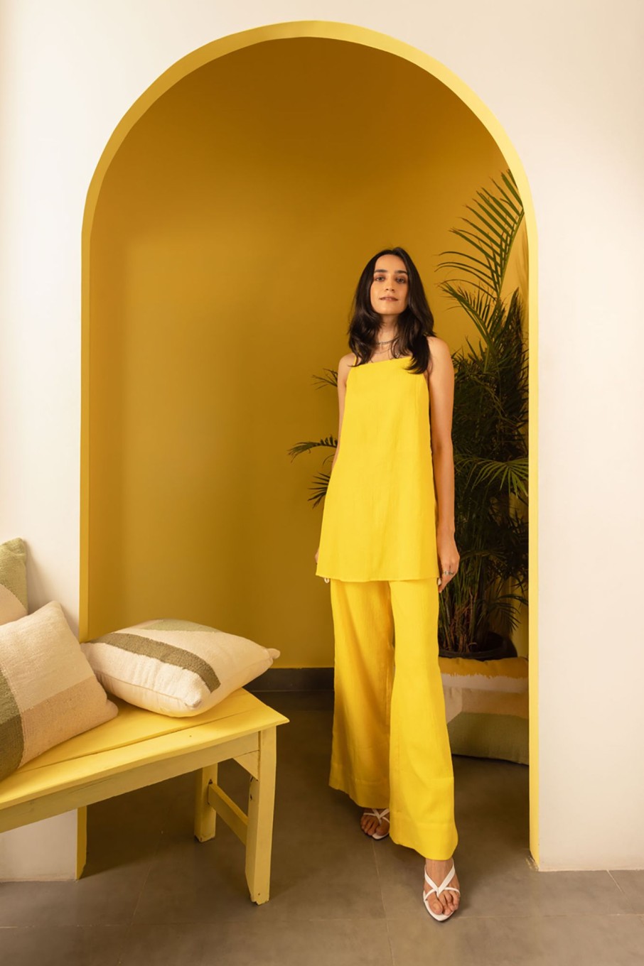 Western-Wear Urban Suburban | Yellow Cotton Crepe Set