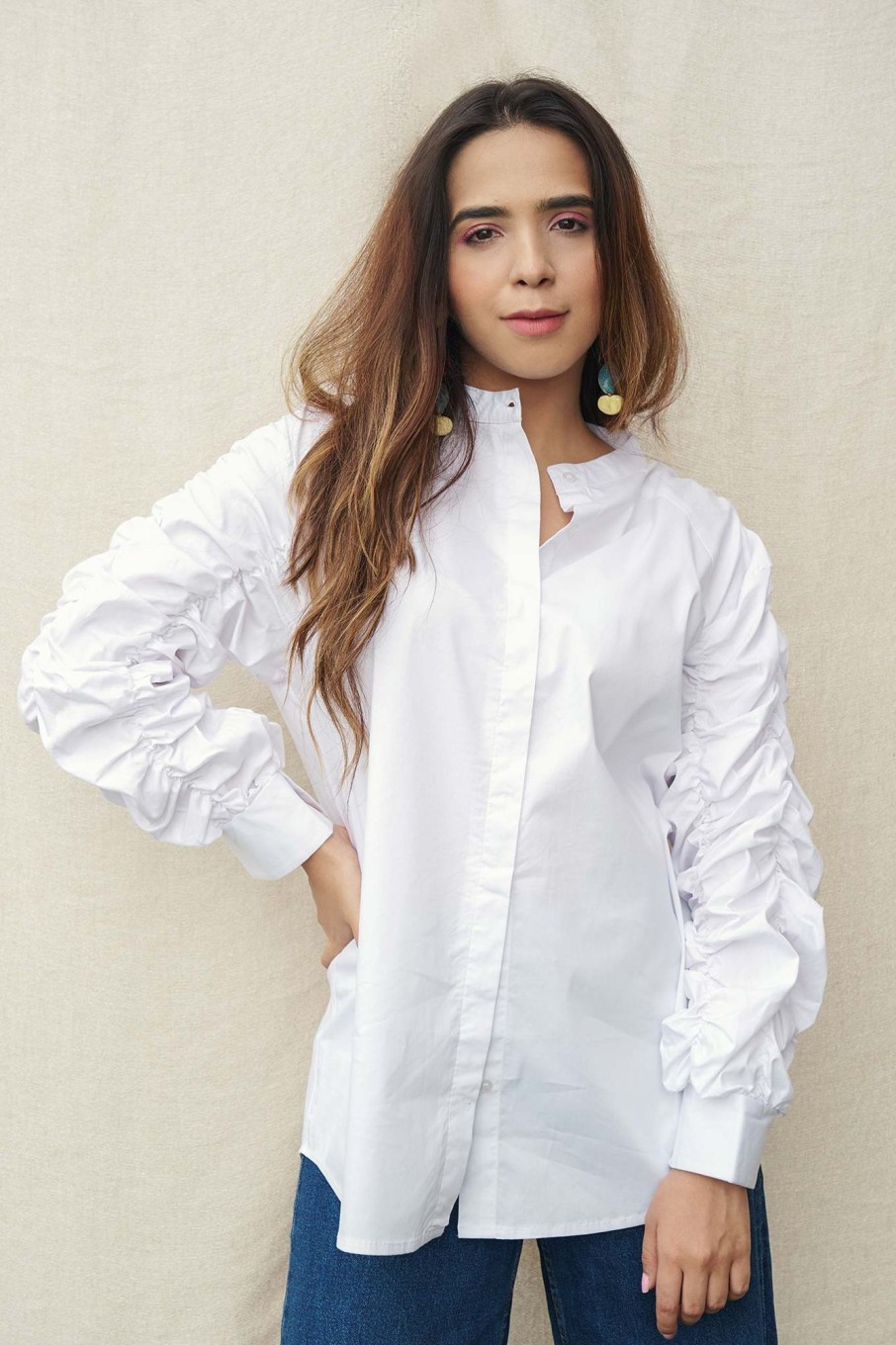 Western-Wear Urban Suburban | White Shirt With Statement Sleeves