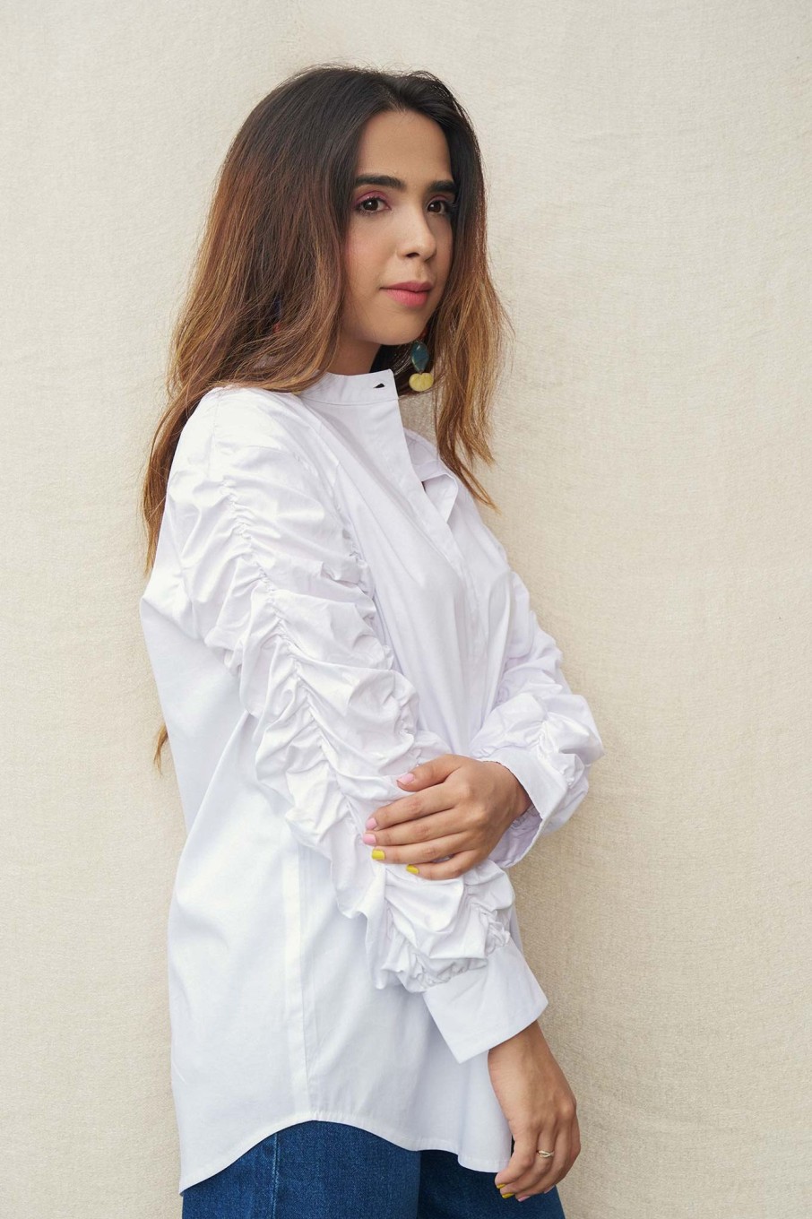 Western-Wear Urban Suburban | White Shirt With Statement Sleeves