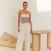 Western-Wear Urban Suburban | Contrast Tube Top & Cream Trouser Set