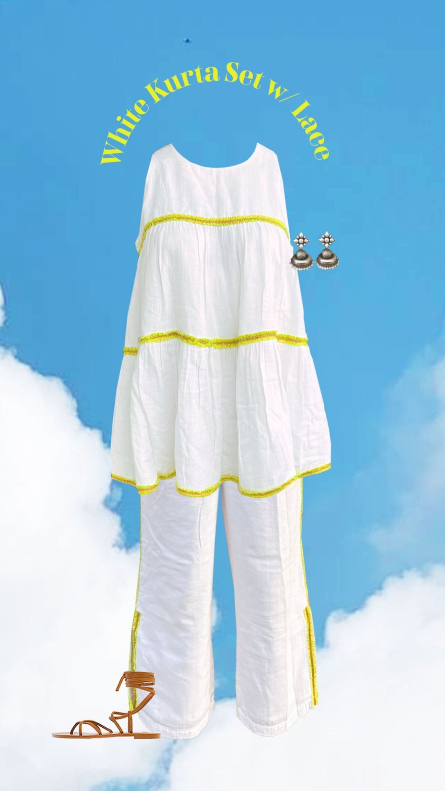 Fashion-Wear Urban Suburban | White Cotton Set With Contrast Detail