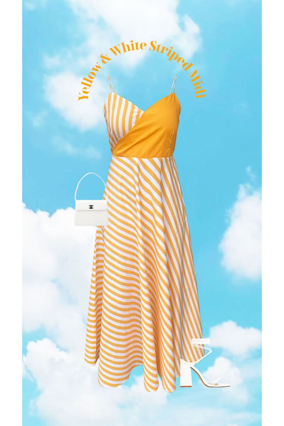 Western-Wear Urban Suburban | Yellow & White Striped Cotton Midi Dress