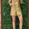 Western-Wear Urban Suburban | Golden Shimmer Blazer Dress & Shorts Set