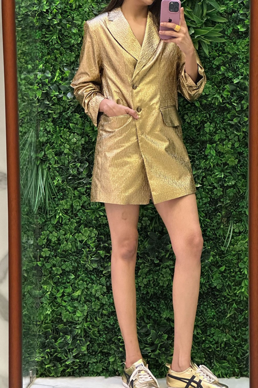 Western-Wear Urban Suburban | Golden Shimmer Blazer Dress & Shorts Set